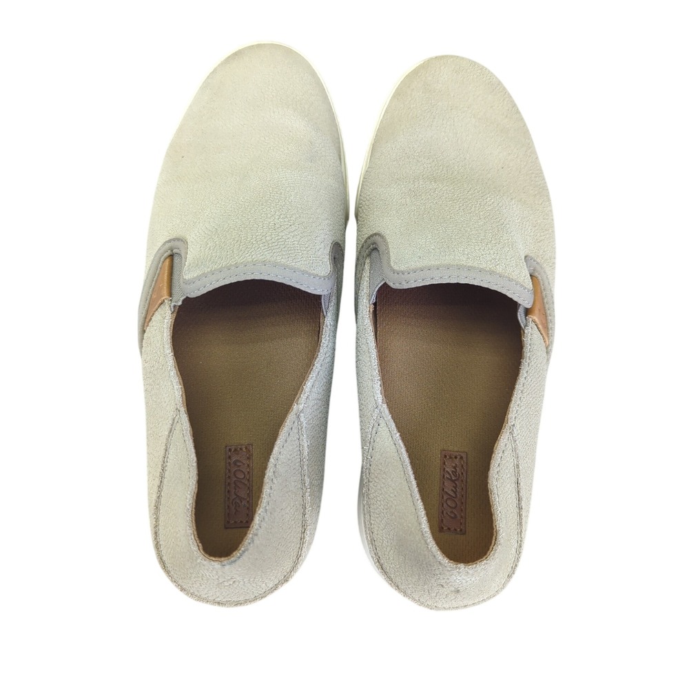 OluKai Pehuea Leather Slip On Loafer Shoes Women's US 9.5 Tan Beige - Picture 5 of 8